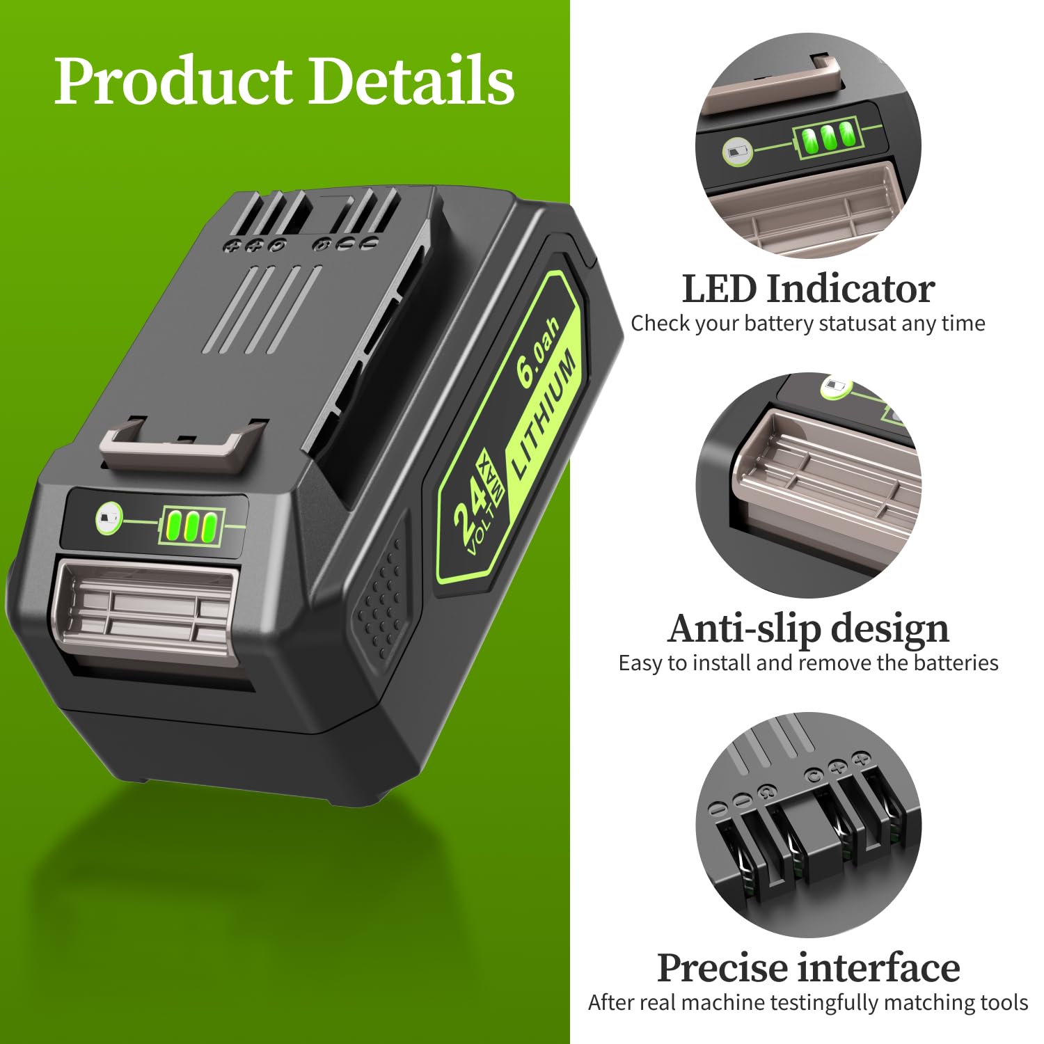 Amazon.com: Zpubnor 24V 6.0Ah Replacement Battery for Greenworks